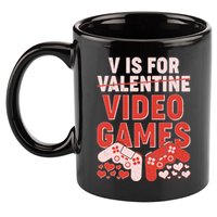Funny V is For Video Games Gaming Fan 11oz C Handle Ceramic Mug