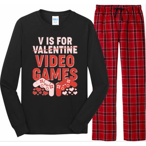 Funny V is For Video Games Gaming Fan Long Sleeve Pajama Set