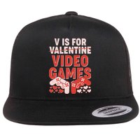 Funny V is For Video Games Gaming Fan Flat Bill Trucker Hat