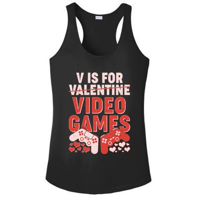 Funny V is For Video Games Gaming Fan Ladies PosiCharge Competitor Racerback Tank