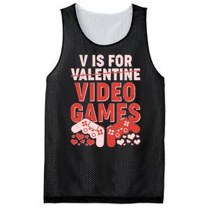 Funny V is For Video Games Gaming Fan Mesh Reversible Basketball Jersey Tank