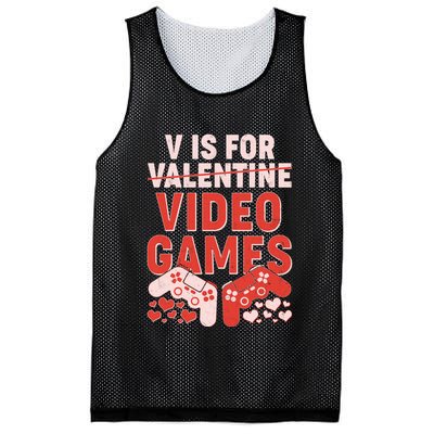 Funny V is For Video Games Gaming Fan Mesh Reversible Basketball Jersey Tank
