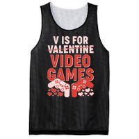 Funny V is For Video Games Gaming Fan Mesh Reversible Basketball Jersey Tank