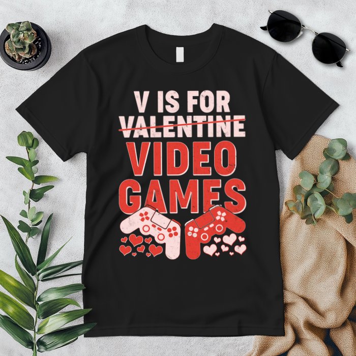 Funny V is For Video Games Gaming Fan Premium T-Shirt