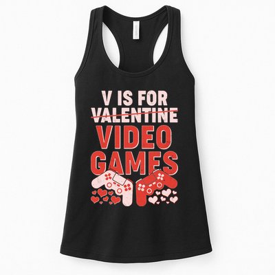 Funny V is For Video Games Gaming Fan Womens Tank Top