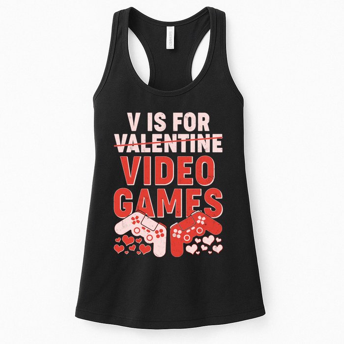 Funny V is For Video Games Gaming Fan Womens Tank Top