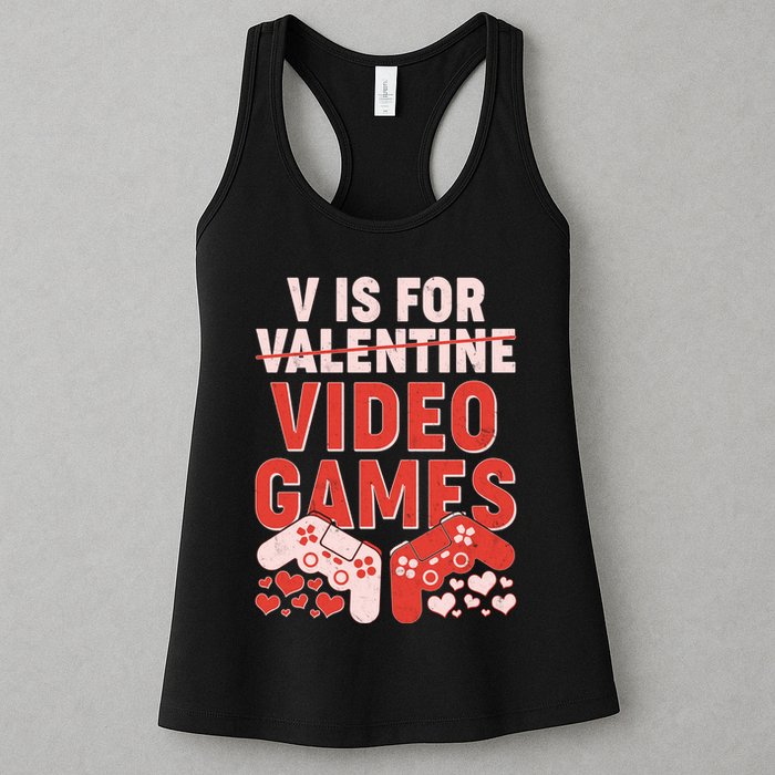 Funny V is For Video Games Gaming Fan Womens Tank Top