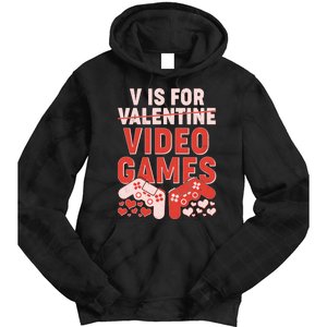 Funny V is For Video Games Gaming Fan Tie Dye Hoodie