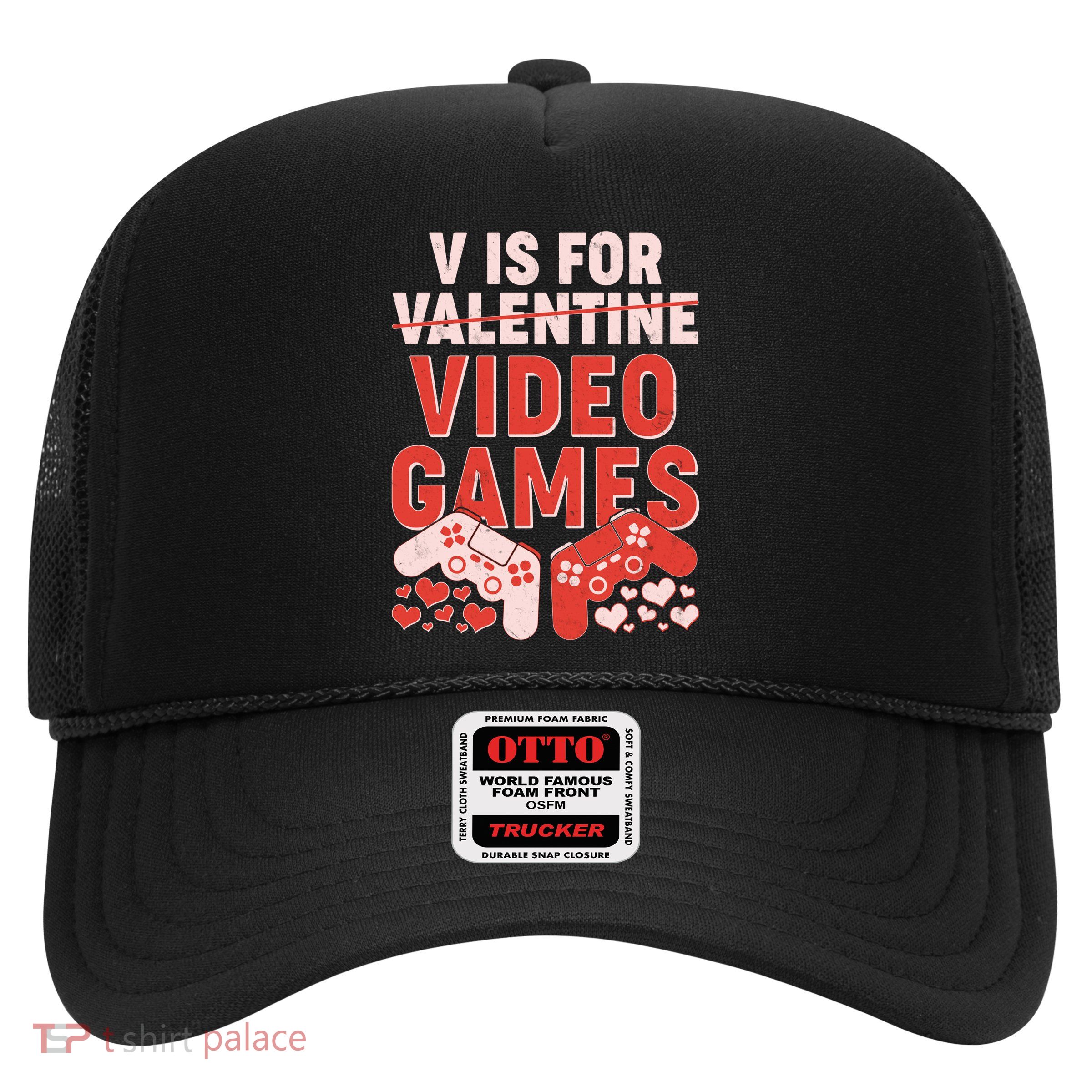 Funny V is For Video Games Gaming Fan Trucker Hat