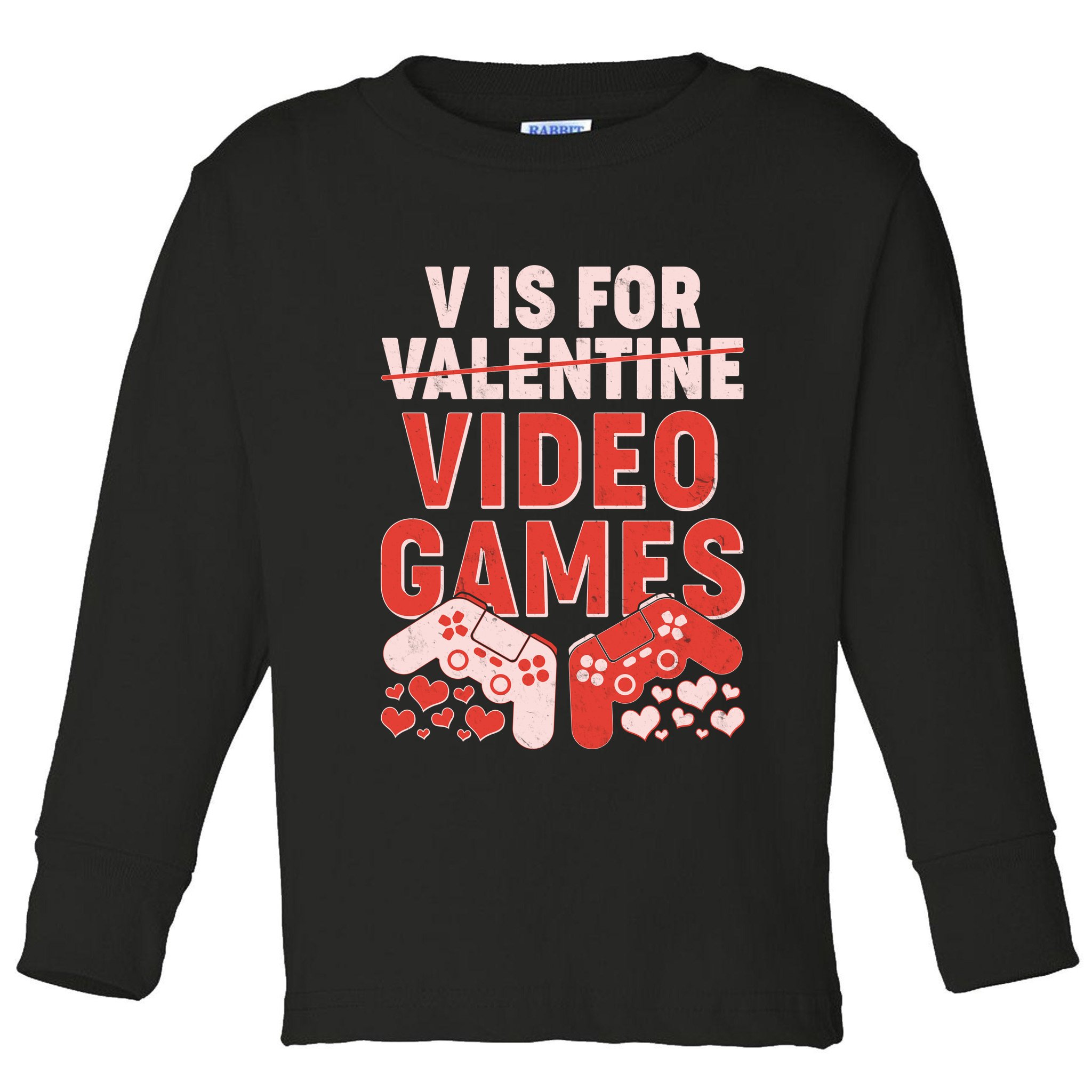 Funny V is For Video Games Gaming Fan Toddler Long Sleeve Shirt
