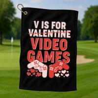 Funny V is For Video Games Gaming Fan Golf Towel