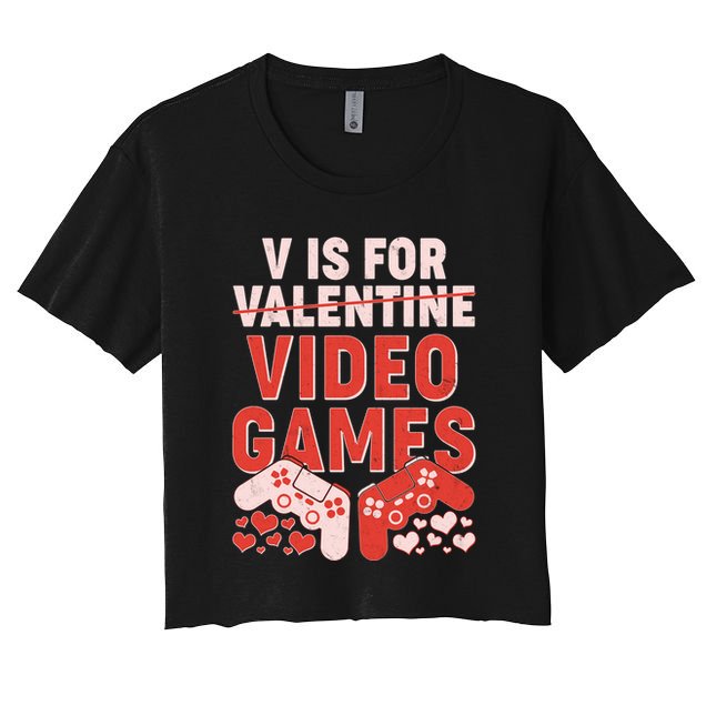 Funny V is For Video Games Gaming Fan Crop Top