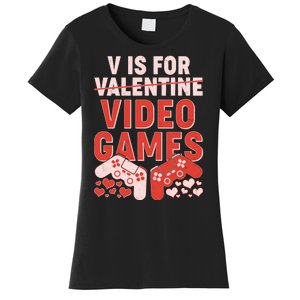 Funny V is For Video Games Gaming Fan Women's T-Shirt