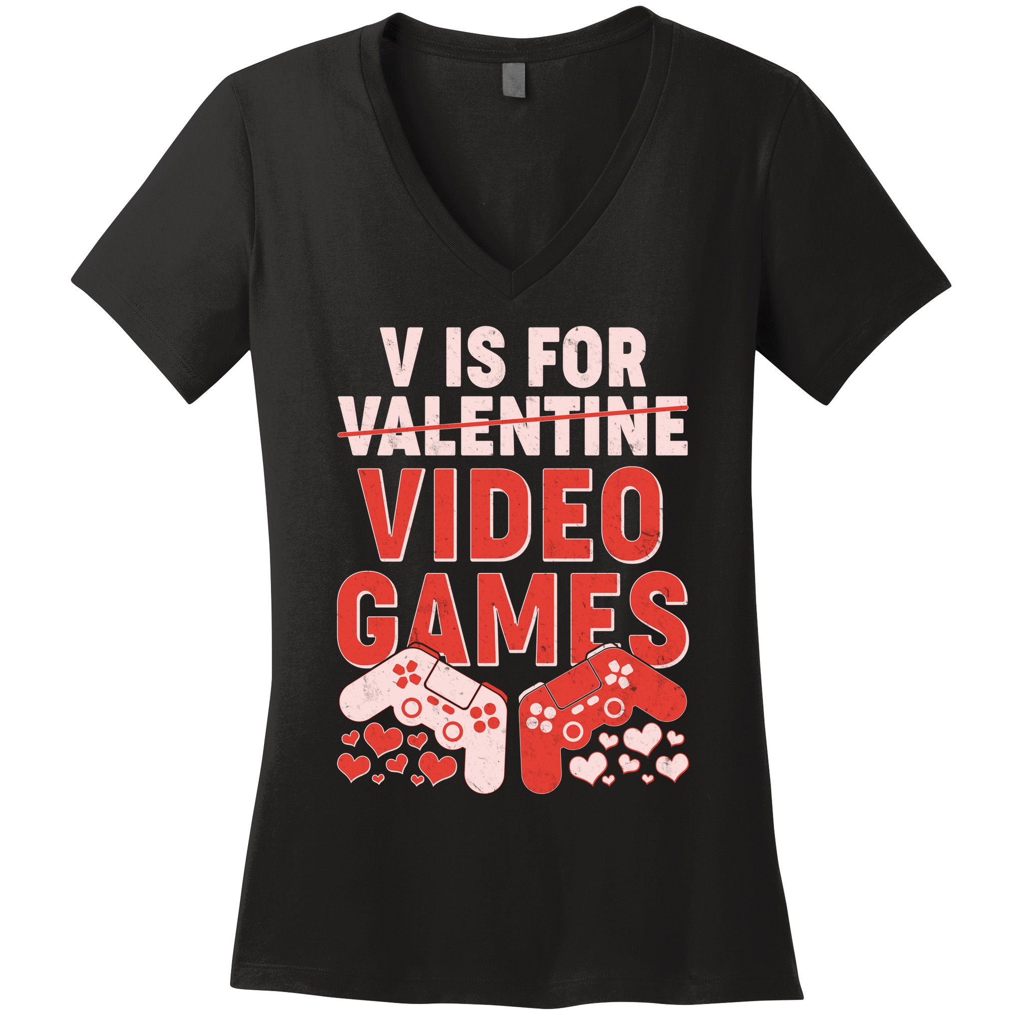 Funny V is For Video Games Gaming Fan Women's V-Neck T-Shirt