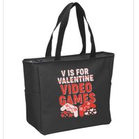 Funny V is For Video Games Gaming Fan Zip Tote Bag