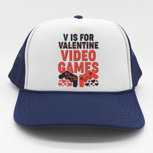 Funny V is For Video Games Gaming Fan Trucker Hat