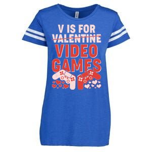 Funny V is For Video Games Gaming Fan Enza Ladies Jersey Football T-Shirt