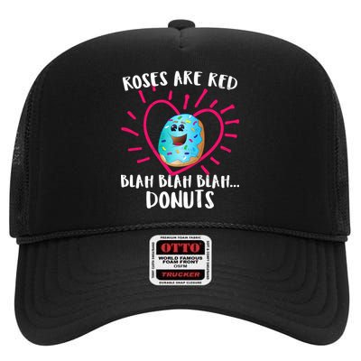 Funny Valentines Day Donuts Roses Are Red High Crown Mesh Back Trucker Hat