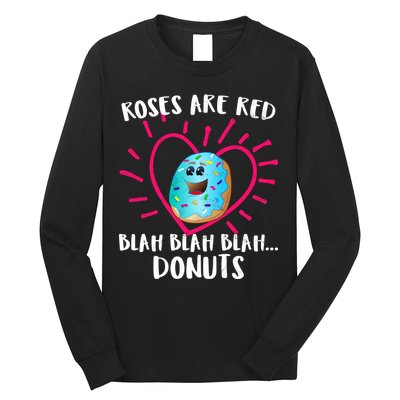 Funny Valentines Day Donuts Roses Are Red Long Sleeve Shirt