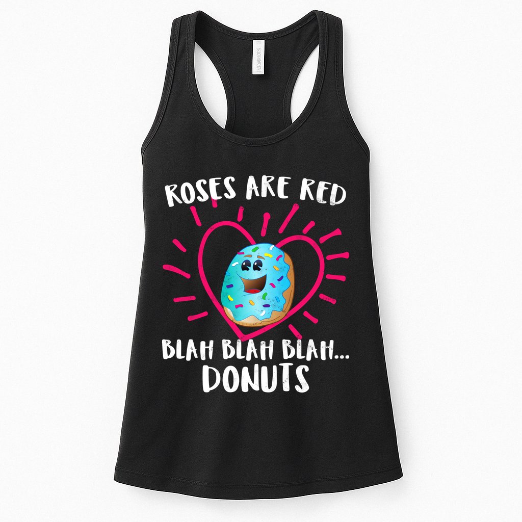 Funny Valentines Day Donuts Roses Are Red Womens Tank Top