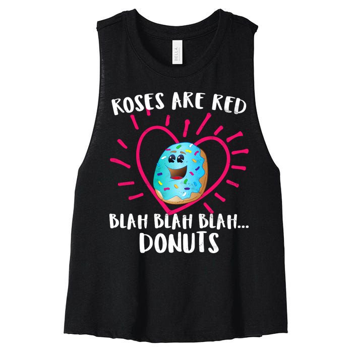 Funny Valentines Day Donuts Roses Are Red Women's Racerback Cropped Tank