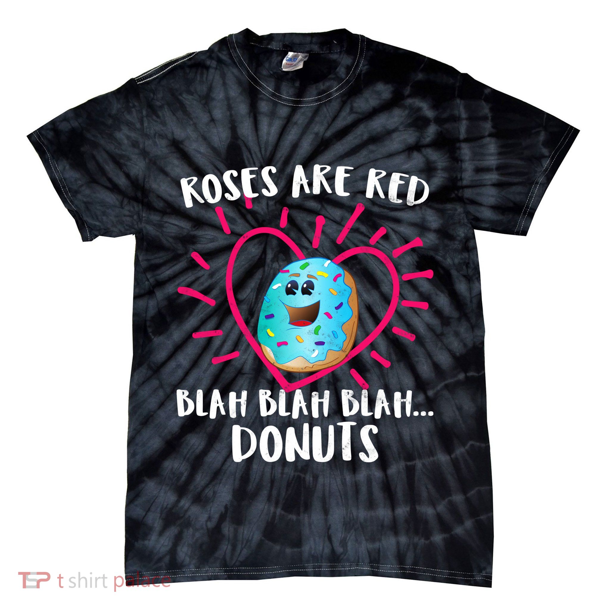 Funny Valentines Day Donuts Roses Are Red Tie-Dye T-Shirt