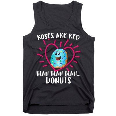Funny Valentines Day Donuts Roses Are Red Tank Top