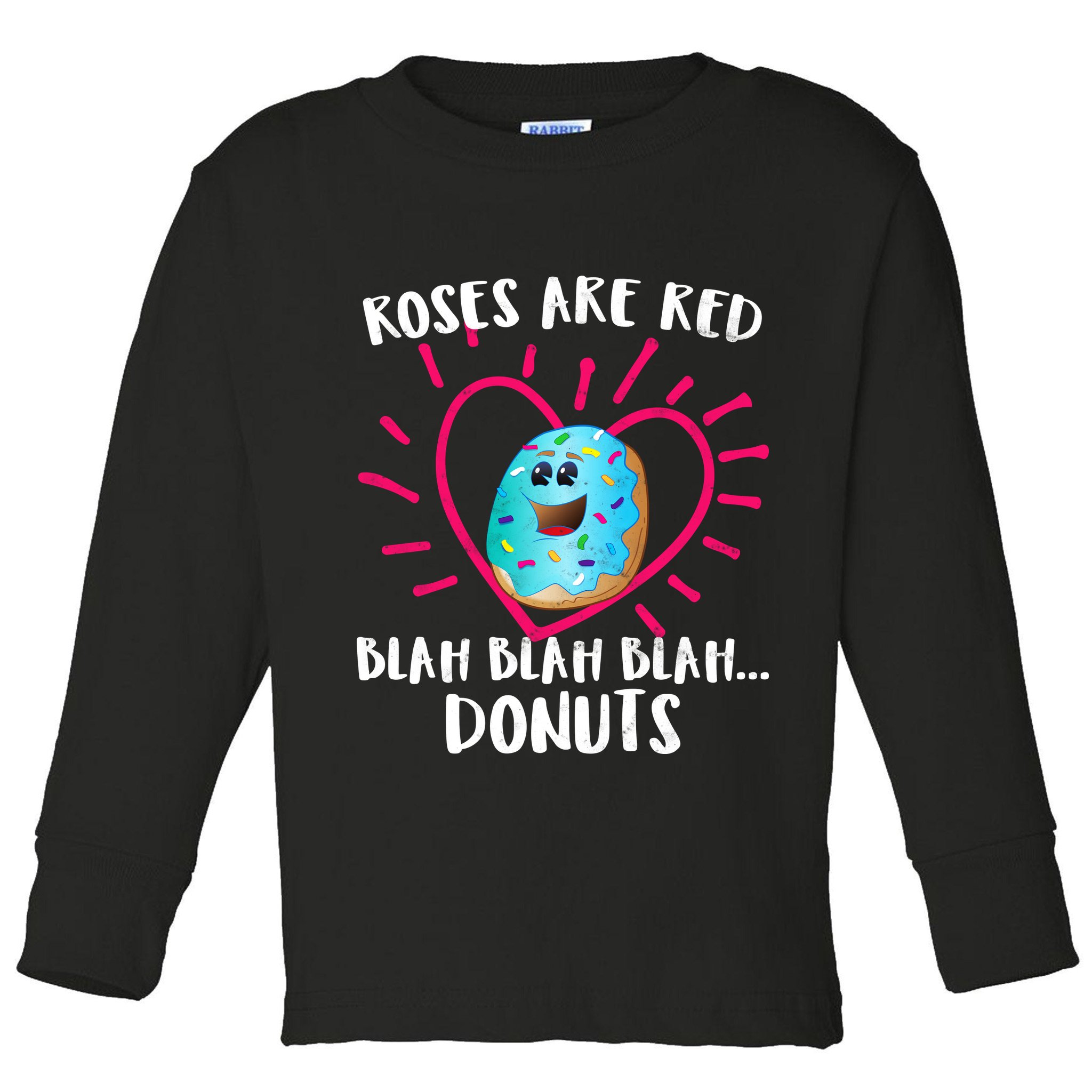 Funny Valentines Day Donuts Roses Are Red Toddler Long Sleeve Shirt