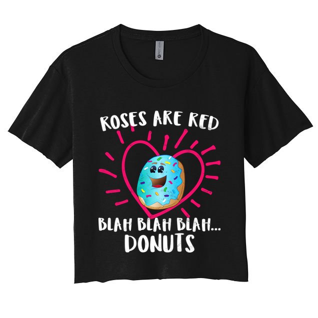 Funny Valentines Day Donuts Roses Are Red Crop Top