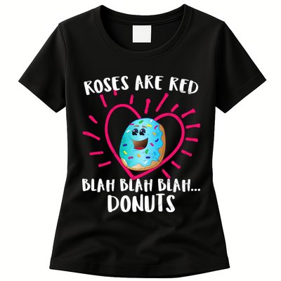 Funny Valentines Day Donuts Roses Are Red Womens T-Shirt