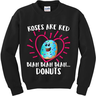 Funny Valentines Day Donuts Roses Are Red Kids Sweatshirt