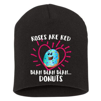 Funny Valentines Day Donuts Roses Are Red Short Acrylic Beanie