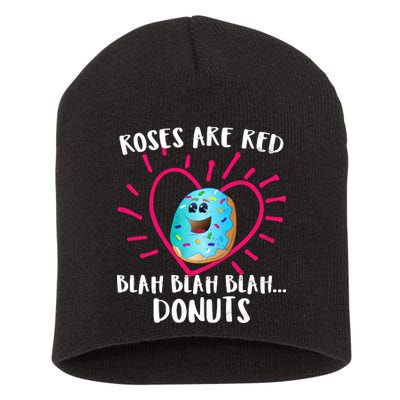 Funny Valentines Day Donuts Roses Are Red Short Acrylic Beanie