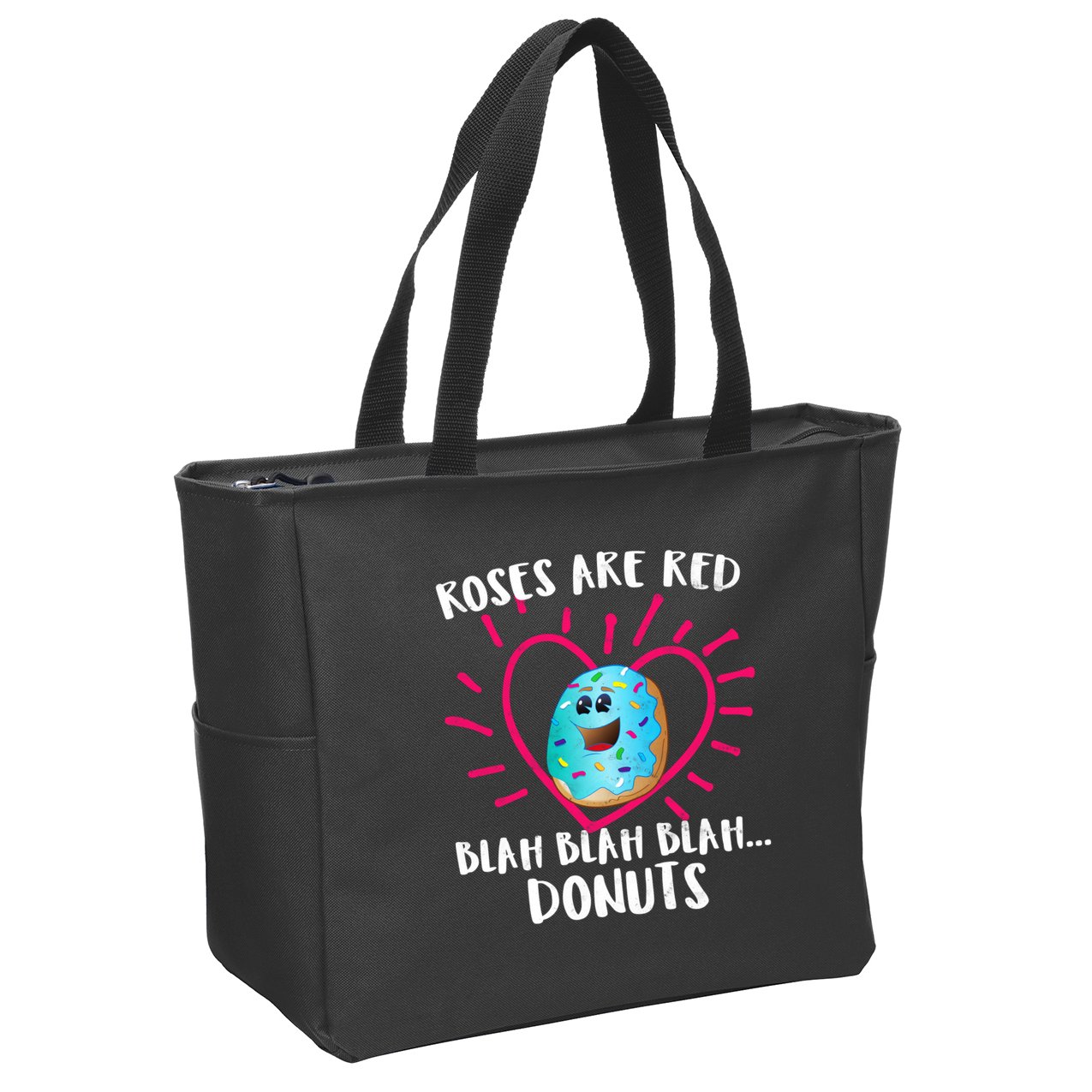 Funny Valentines Day Donuts Roses Are Red Zip Tote Bag