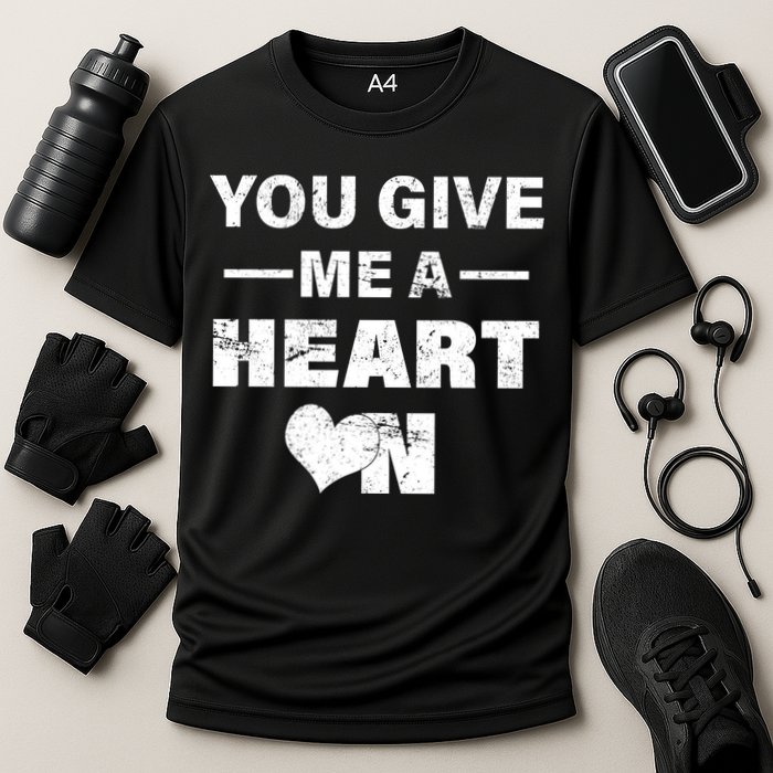 Funny Valentines Day Give Me A Heart On Cooling Performance Crew T-Shirt