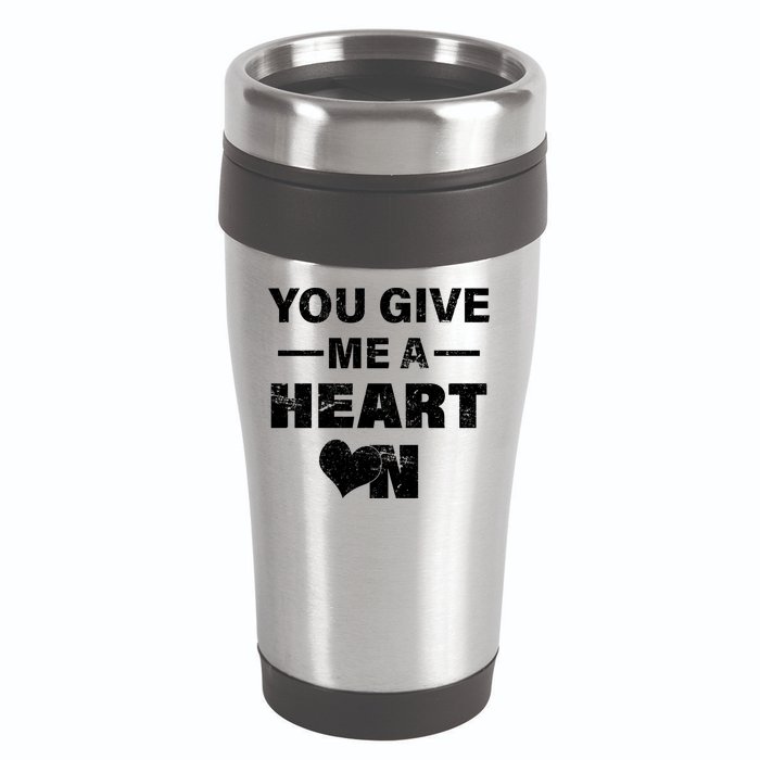 Funny Valentines Day Give Me A Heart On 16oz Travel Tumbler