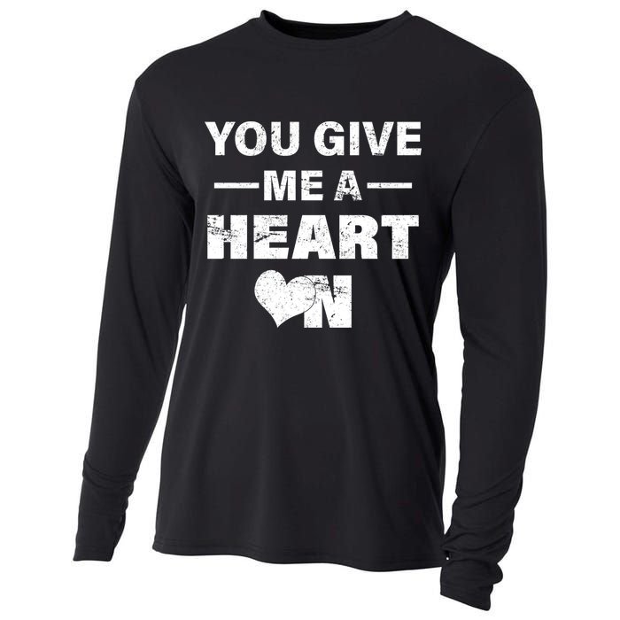 Funny Valentines Day Give Me A Heart On Cooling Performance Long Sleeve Crew