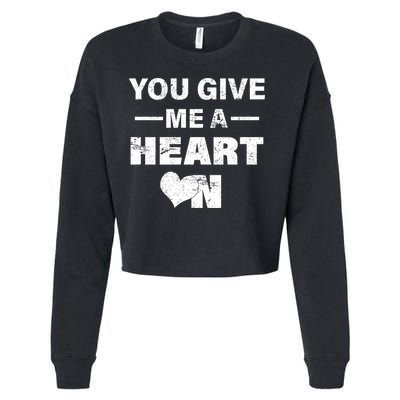 Funny Valentines Day Give Me A Heart On Cropped Pullover Crew