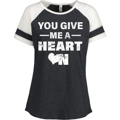 Funny Valentines Day Give Me A Heart On Enza Ladies Jersey Colorblock Tee