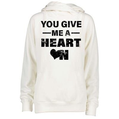 Funny Valentines Day Give Me A Heart On Womens Funnel Neck Pullover Hood