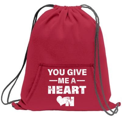 Funny Valentines Day Give Me A Heart On Sweatshirt Cinch Pack Bag