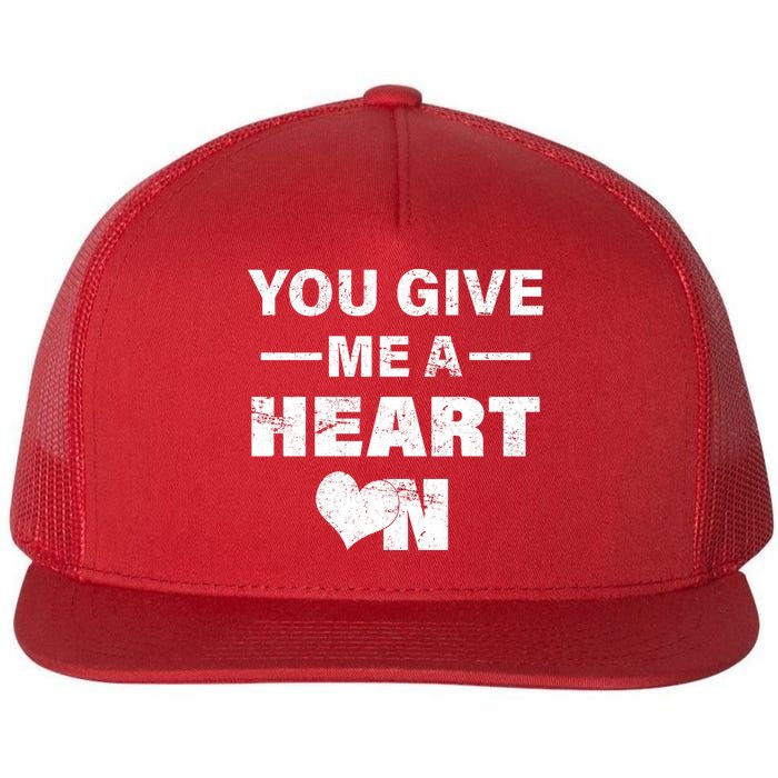 Funny Valentines Day Give Me A Heart On Flat Bill Trucker Hat
