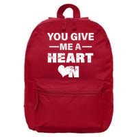 Funny Valentines Day Give Me A Heart On 16 in Basic Backpack