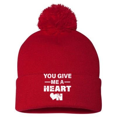 Funny Valentines Day Give Me A Heart On Pom Pom 12in Knit Beanie