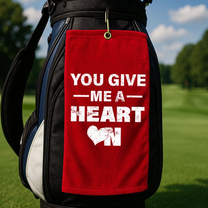 Funny Valentines Day Give Me A Heart On Golf Towel