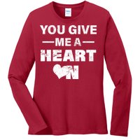 Funny Valentines Day Give Me A Heart On Ladies Long Sleeve Shirt