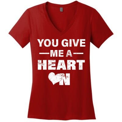 Funny Valentines Day Give Me A Heart On Women's V-Neck T-Shirt