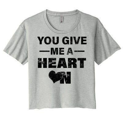 Funny Valentines Day Give Me A Heart On Women's Crop Top Tee