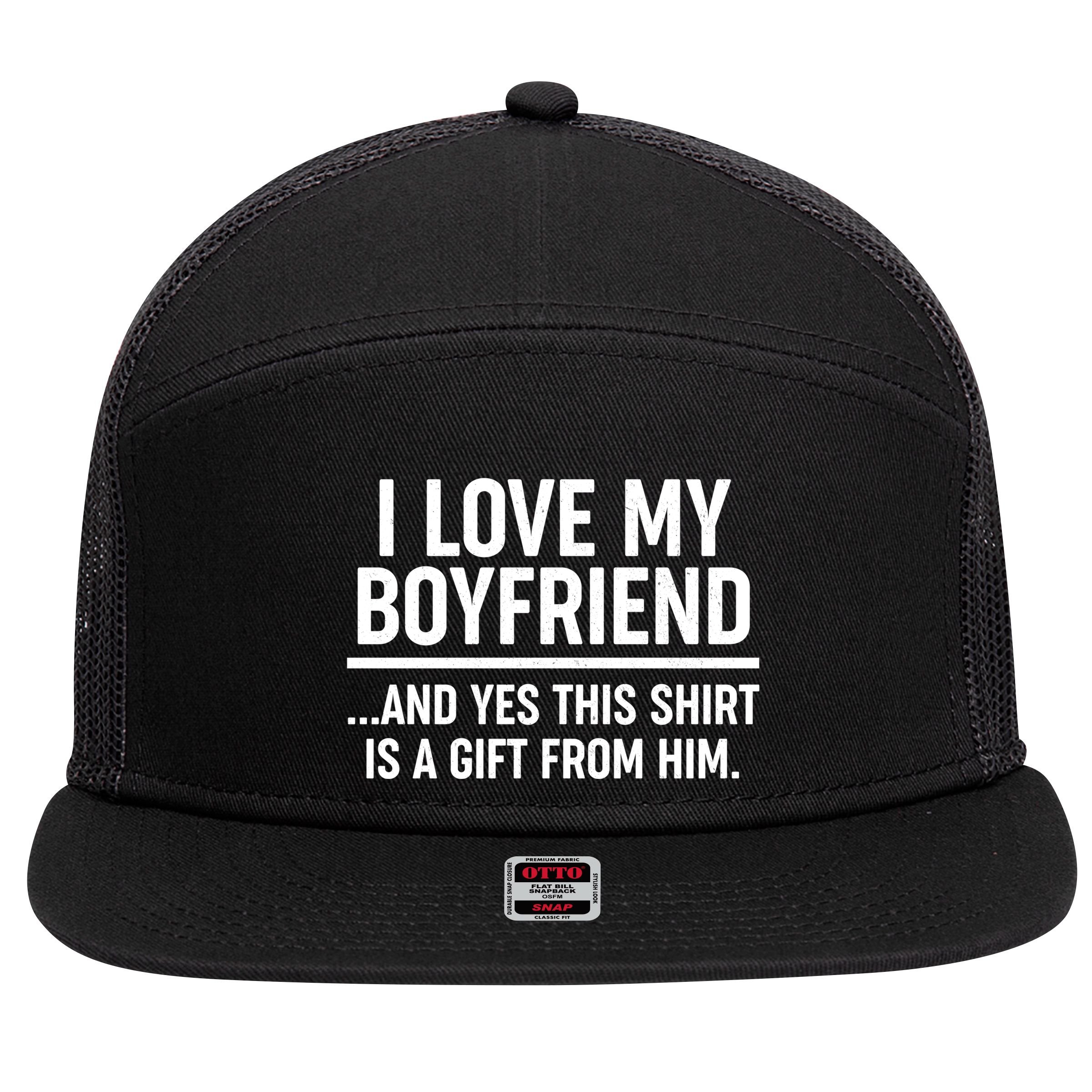 Funny Valentine's Day I Love My Boyfriend  7 Panel Mesh Trucker Snapback Hat