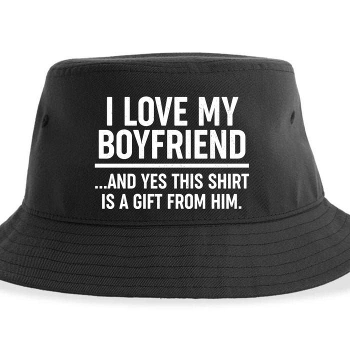 Funny Valentine's Day I Love My Boyfriend  Sustainable Bucket Hat